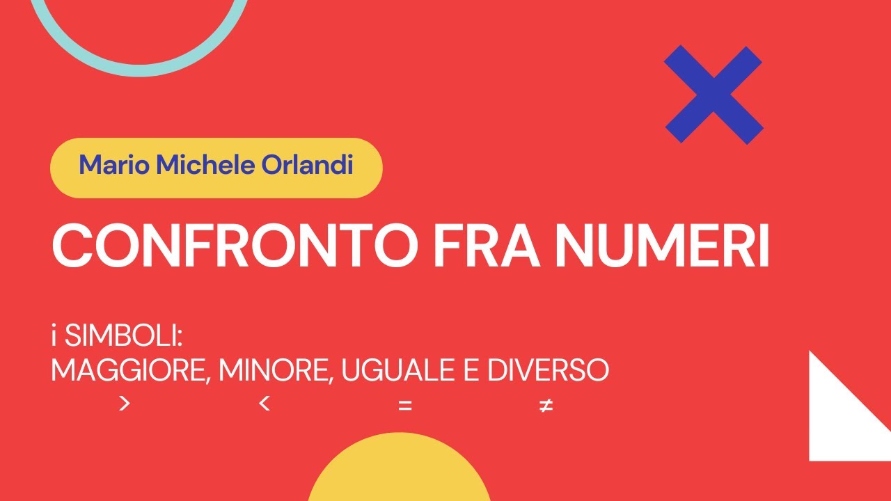 CONFRONTO FRA NUMERI, i SIMBOLI: MAGGIORE, MINORE, UGUALE E DIVERSO
