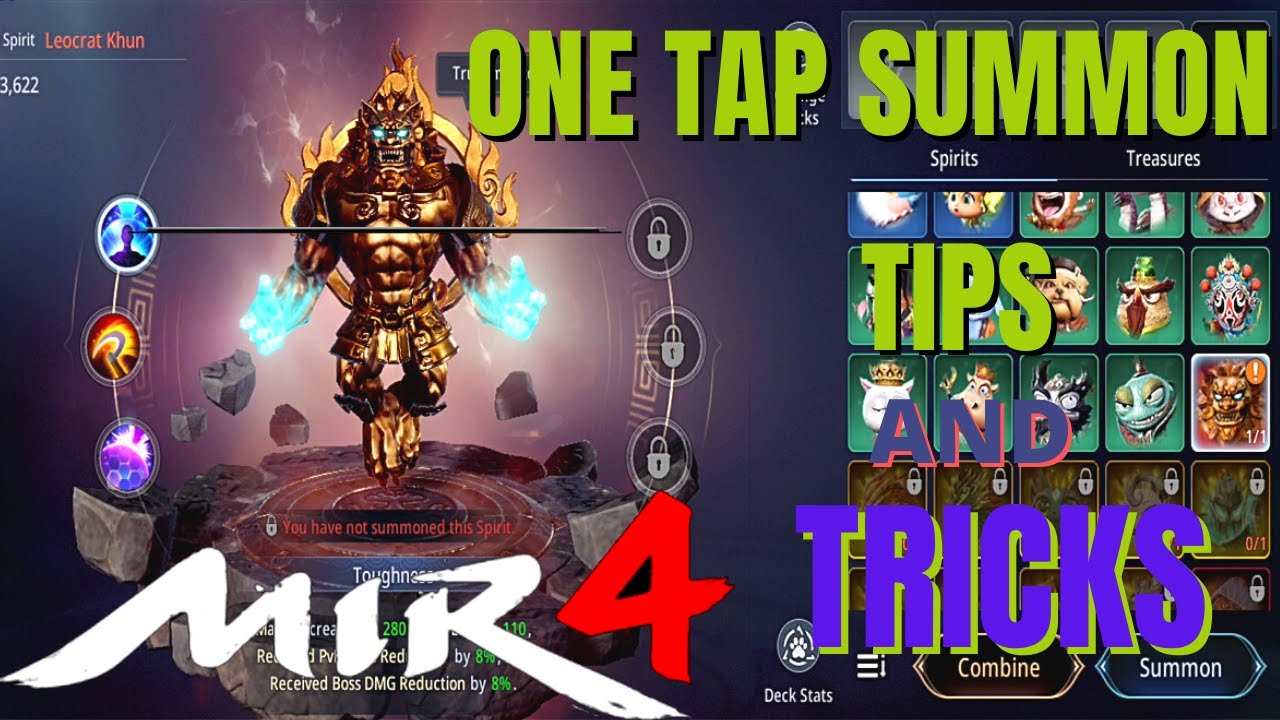 SUMMONING LEOCRAT KHUN - ONE TAP - TIPS AND TRICKS - SUMMONING SPIRITS - MIR4