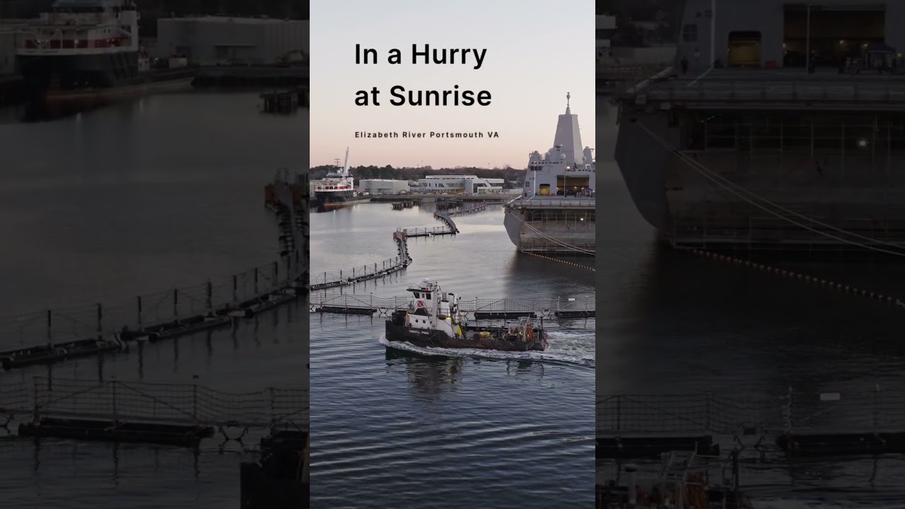 Morning Hustle: Tugboat Racing Sunrise at Norfolk Reach