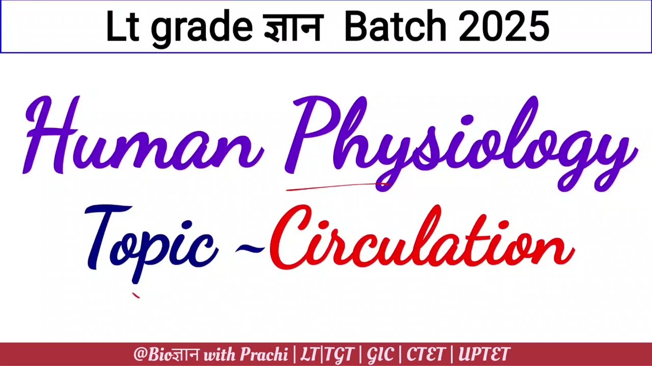 Circulation Human physiology| LT grade ज्ञान Batch |TGT|PGT|GIC| Class 12 by Biogyanwithprachi