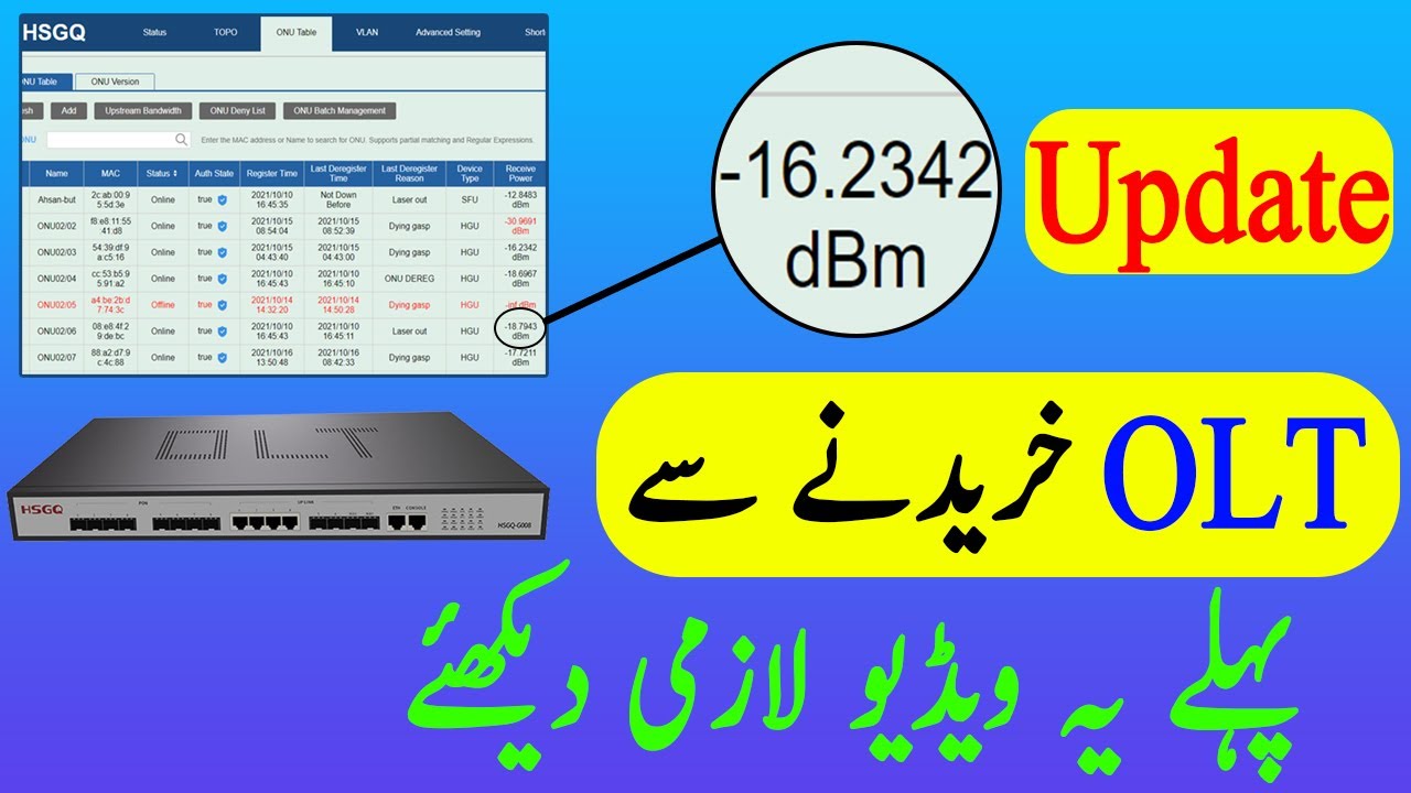 HSGQ OLT Update and Review In Urdu/Hindi | Epon OLT