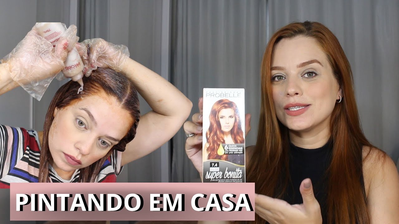 Testei a tinta Probelle 7.4 - Ruiva em casa - sem descolorir!