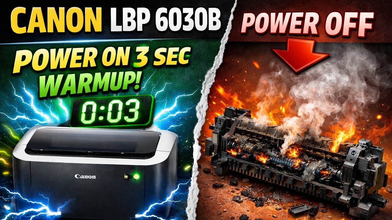 Canon LBP 6030 b printer power on 3 sec warmup and power off fuser problem #canon #canonprinters 