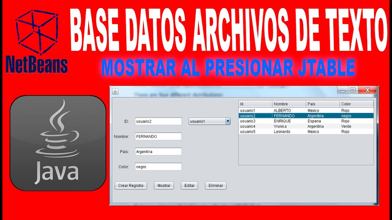 EVENTO JTABLE MOSTRAR REGISTROS