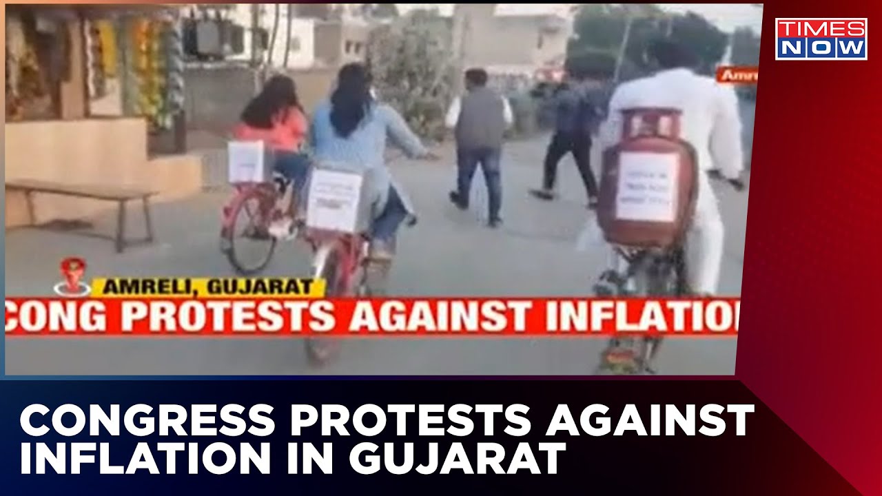 Congress' Symbolic Protest Against Inflation | MLA Rides Cycle With Gas Cylinder | English News