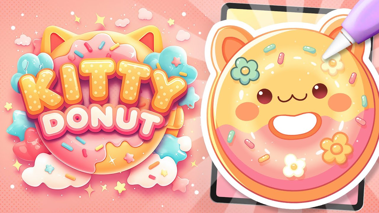 How to Draw ⭐ CAT DONUT ⭐ Kawaii PROCREATE Tutorial for Beginners