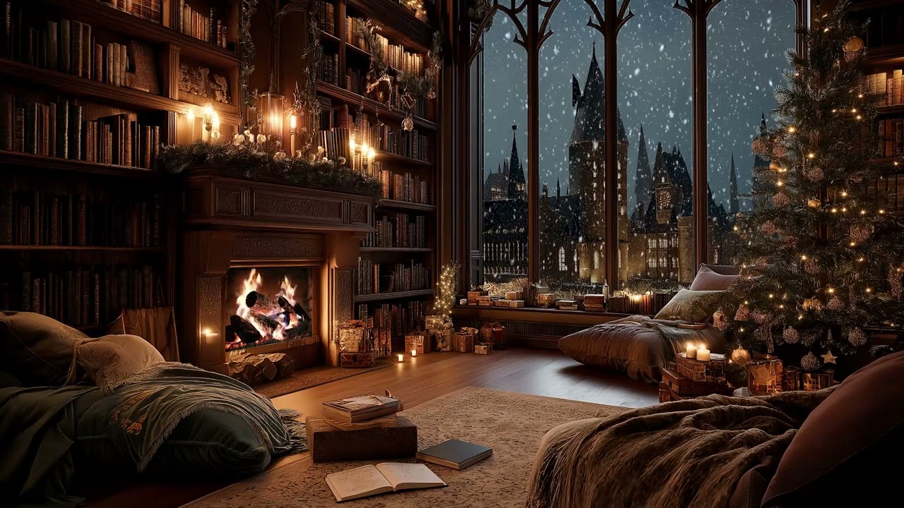 Warm Christmas Cabin Atmosphere 🔥 Gentle Fire Sounds & Peaceful Music