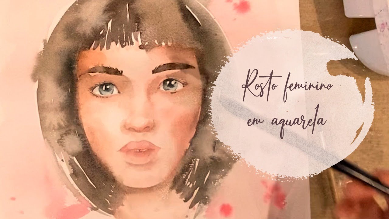 Rosto feminino em aquarela