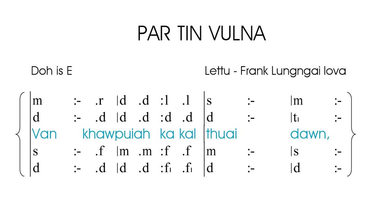 PAR TIN VULNA (SATB) || Tonic Solfa Lyric Video || Khatla Pastor Bial Zaipawl