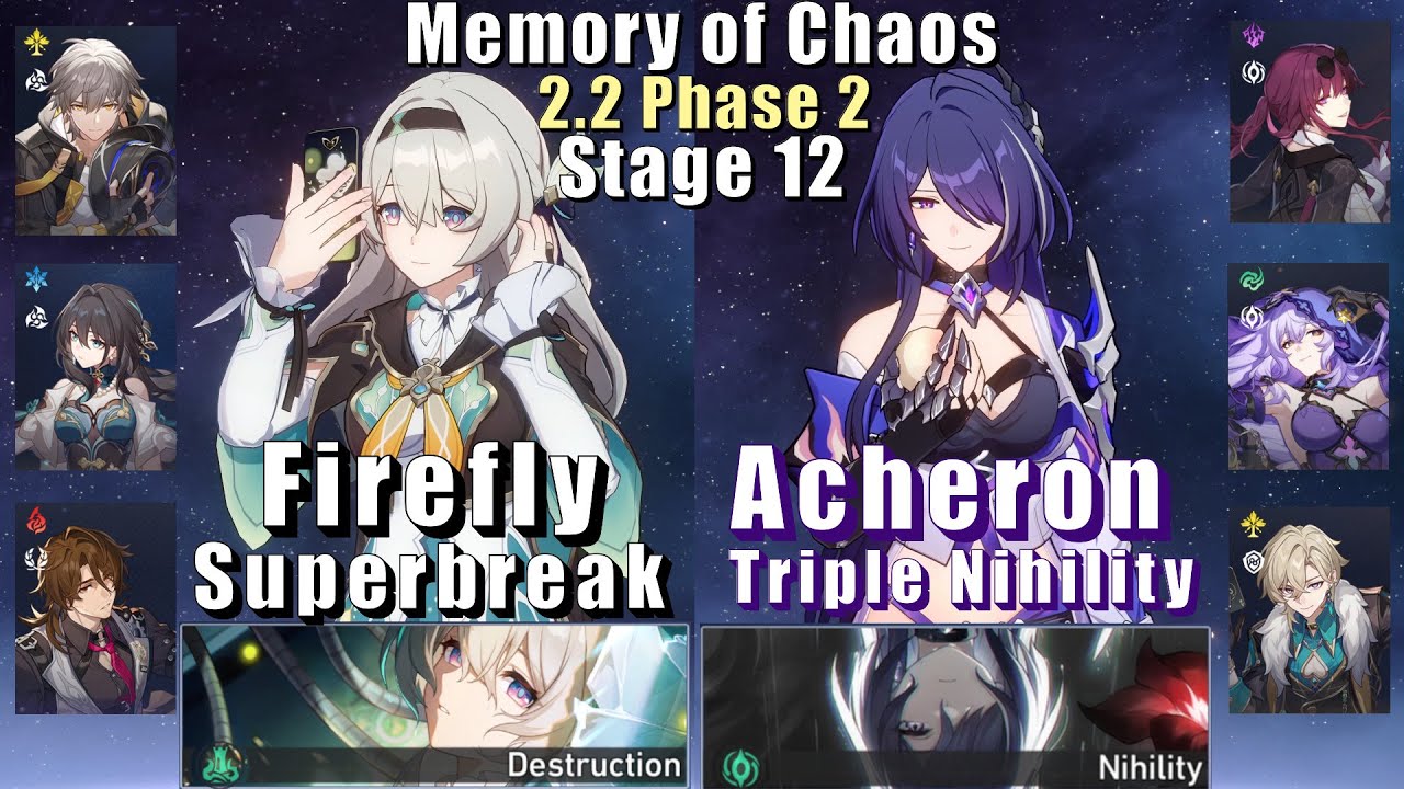 E0 Firefly Superbreak & E0 Acheron Triple Nihility | MoC 12 | 2.3/2.2 3 Stars | Honkai: Star Rail