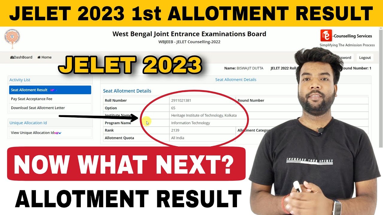 JELET 2023 1st Allotment Result Published | Now What Next? Physically Report to The College or Not?