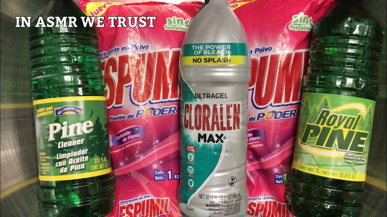 ASMR Pine & Laundry Powder with The Shorty Sponges | Bleach & Laundry Powder Rinse