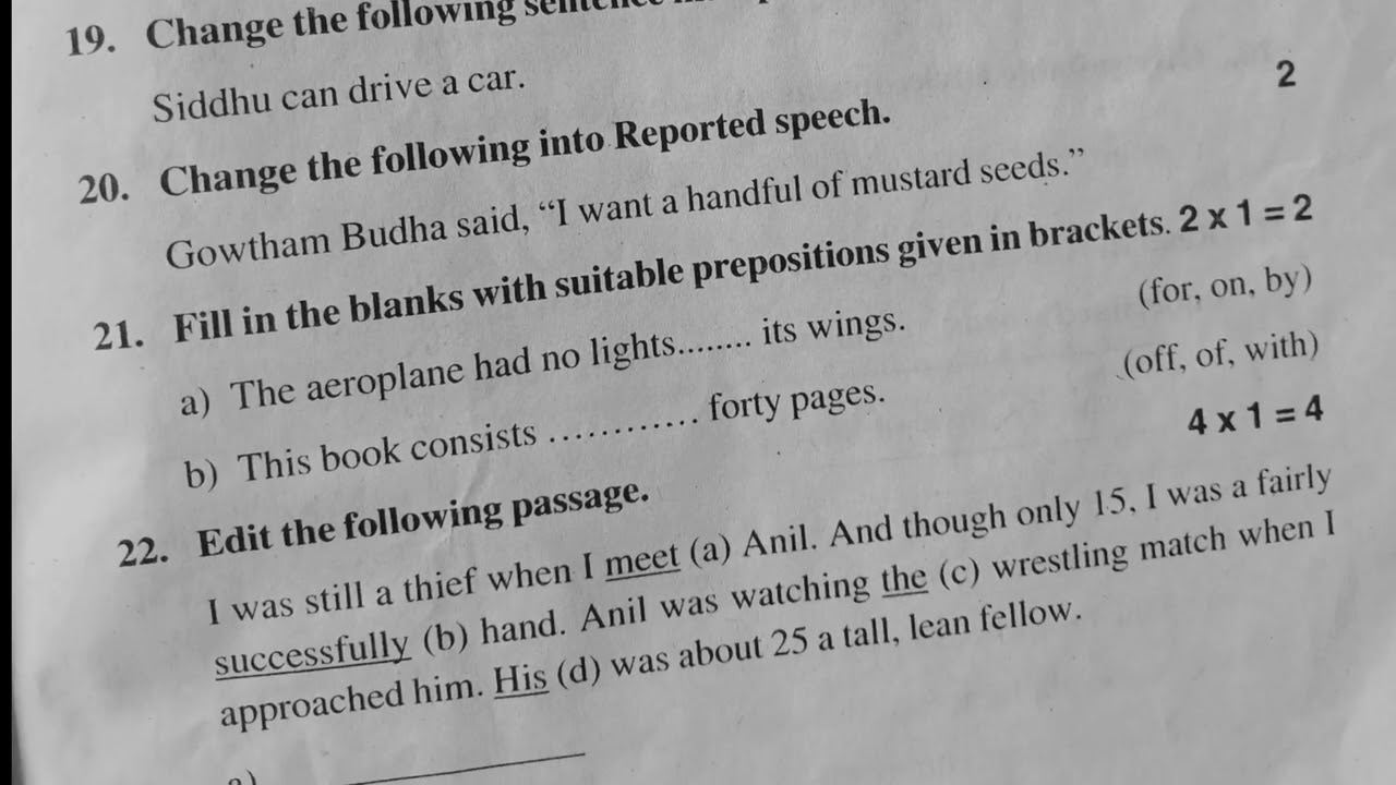 10th class Grand test English question paper and key sheet