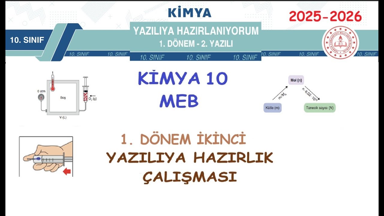 10. SINIF KİMYA 1. DÖNEM 2. YAZILI SORULARI (mebi)