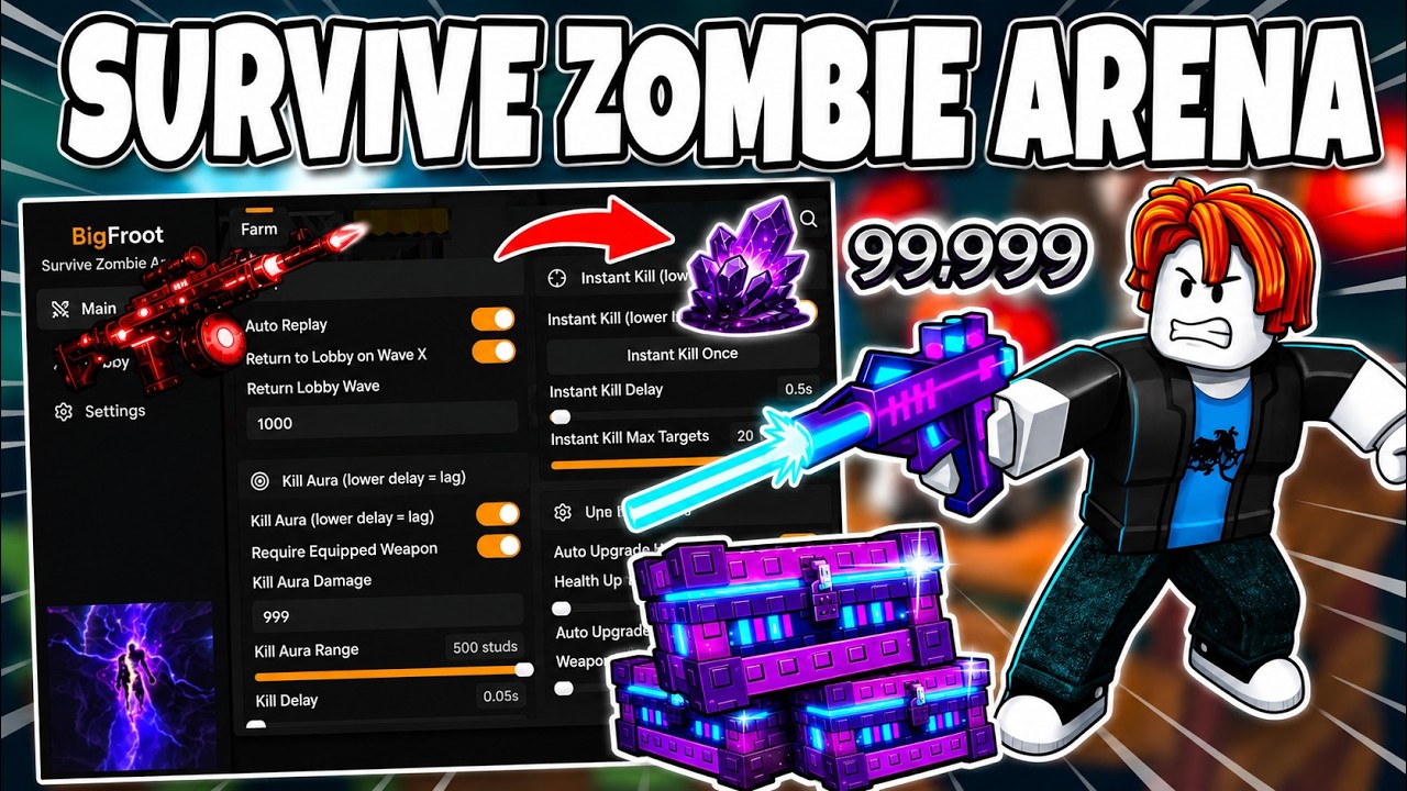 NEW Survive Zombie Arena 🧟 Script 2026 🔥 BEST Auto Farm, Auto Play, Instant Kill, Auto Upgrade!