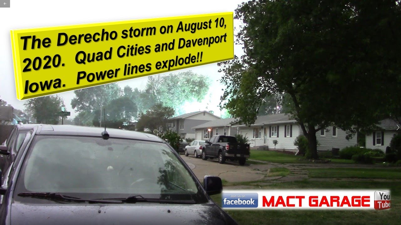 Derecho storm on video as it started complete with exploding power lines
