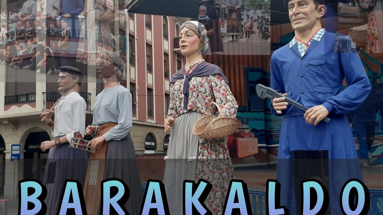 Gigantes del ayuntamiento de Barakaldo en la despedida de fiestas de Barakaldo 2025.
