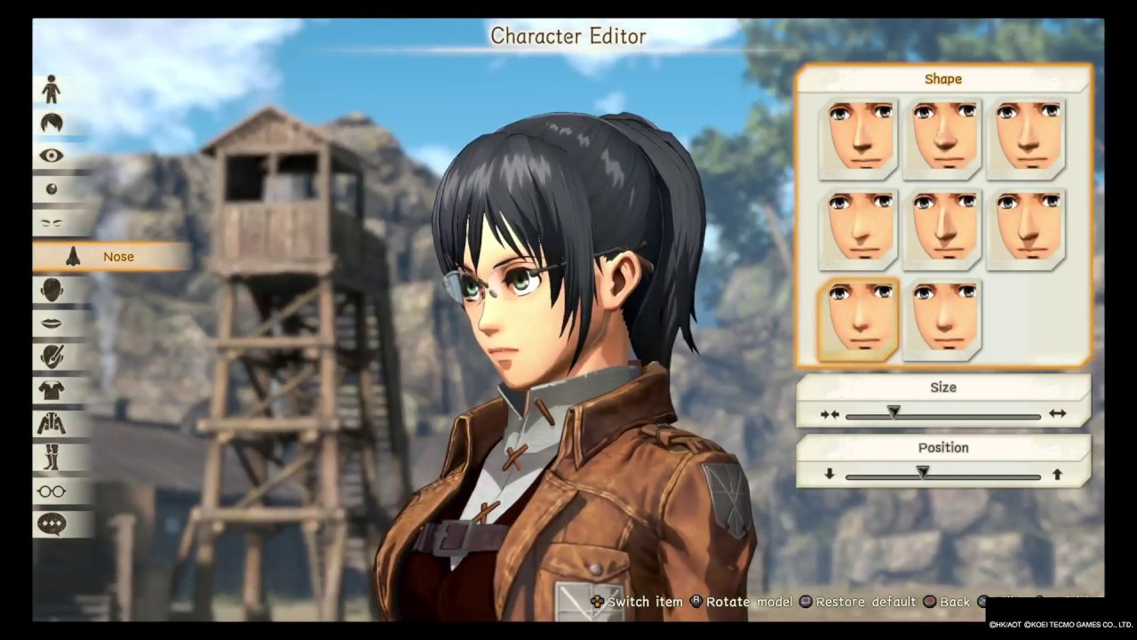 Attack On Titan 2 : Female Character Creation Part 1 :  (ALL FEMALE HAIR,EYES,NOSES,ECT.)
