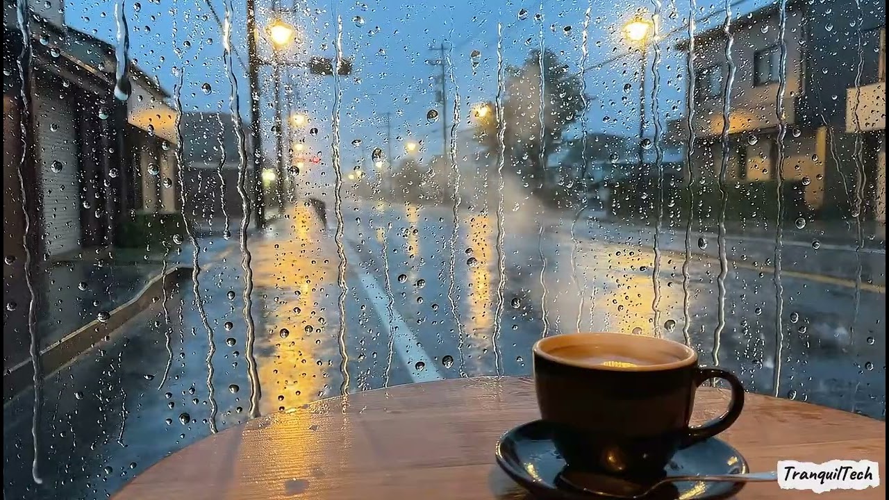 POV Night Caf&eacute; Rain | Cozy Window Ambience & Quiet Street Reflections (4K)