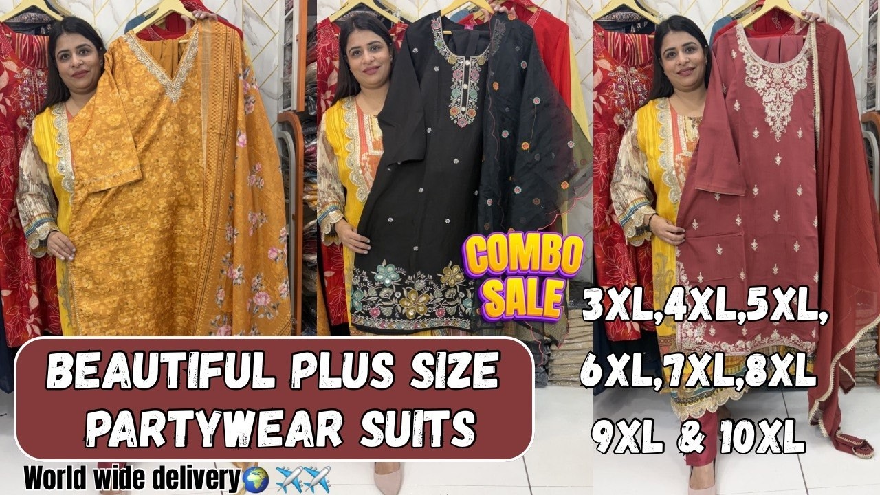 ✨ Plus Size Partywear Suits Combo Sale | 3XL to 10XL | Best Deals for Curvy Women 💃📞 9009727779 |