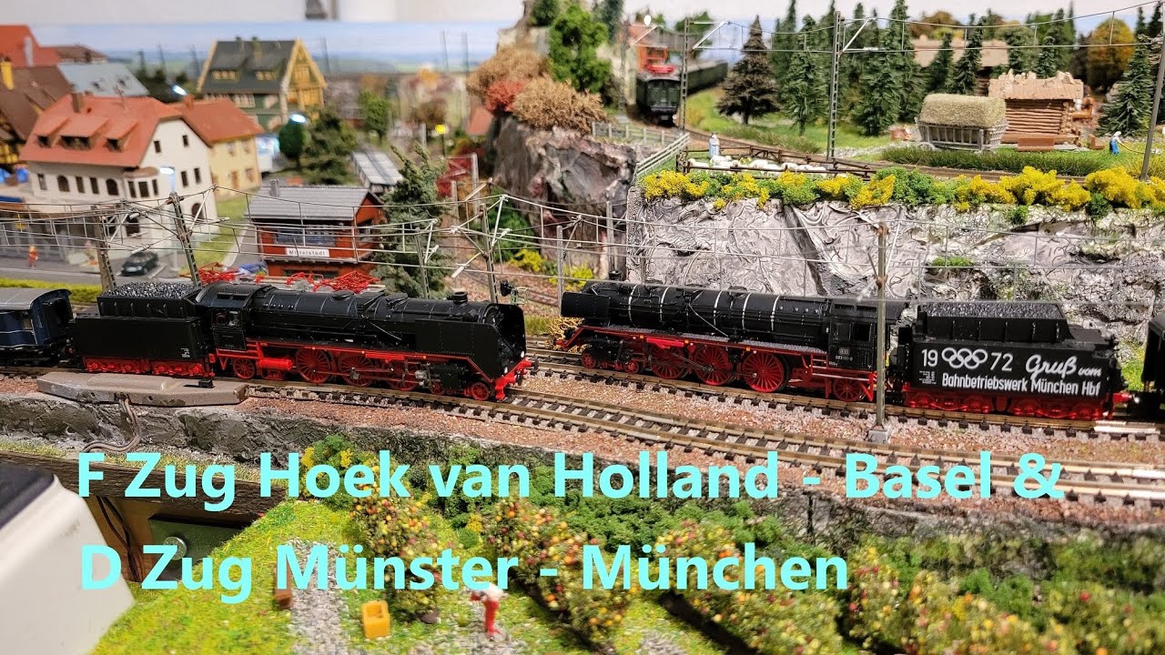 F-Zug Hoek van Holland - Basel mit BR 01 Arnold & D Zug Münster - München mit BR 03 Minitrix Spur N