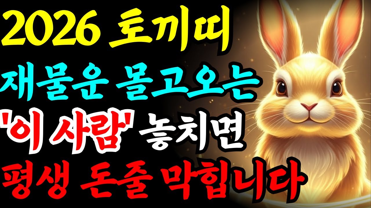 토끼띠 | 부자가 되고 싶다면 이 띠를 잡으세요 | 2026년 토끼띠 운세 | 병오년 토끼띠 재물운 | 운세풀이#4