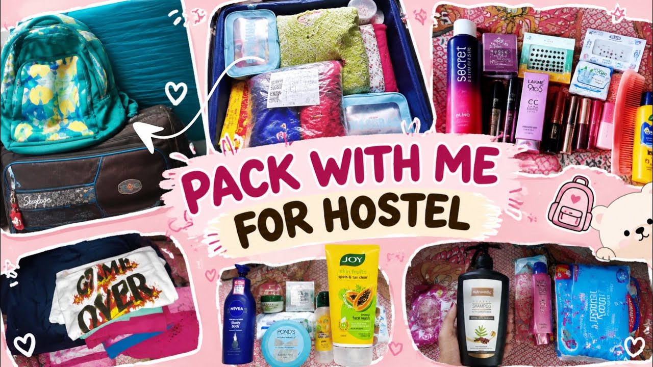 Hostel essentials for beginners 🧳👚🎀|Pack with me for hostel|✨ #packing  #hostel 