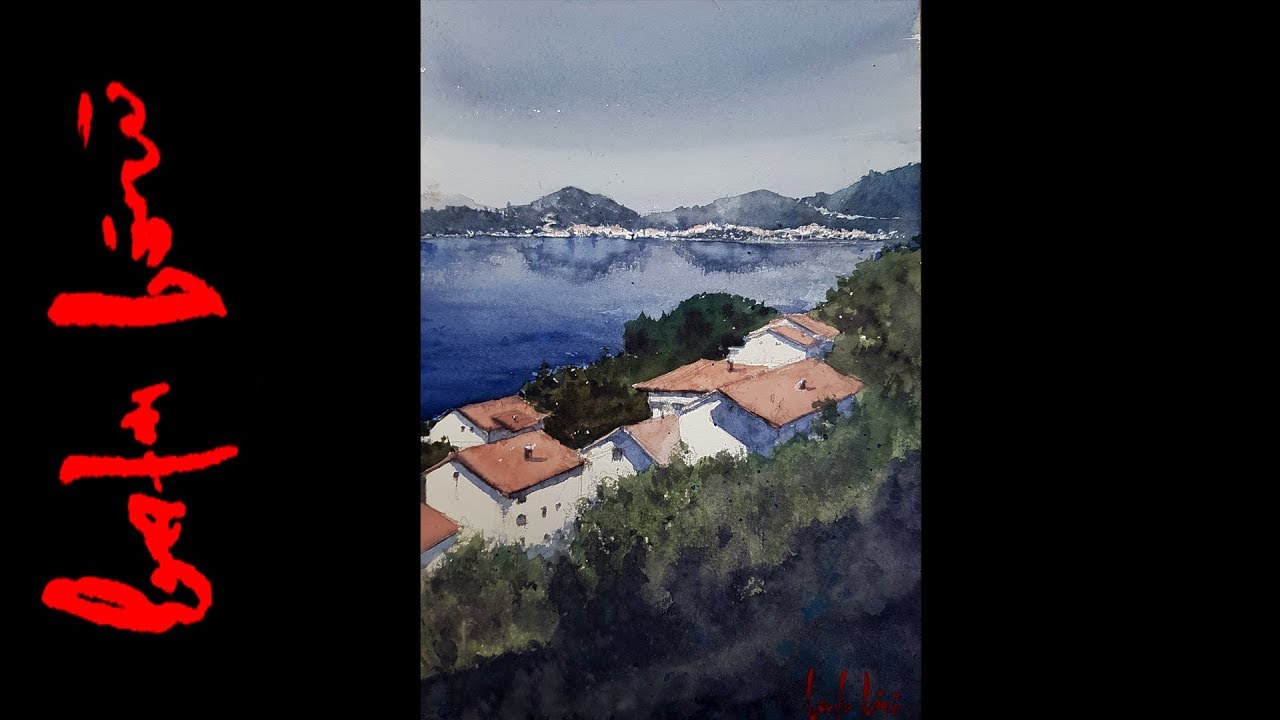 Houses of Lake  - Watercolor Painting Demo (Long Version)