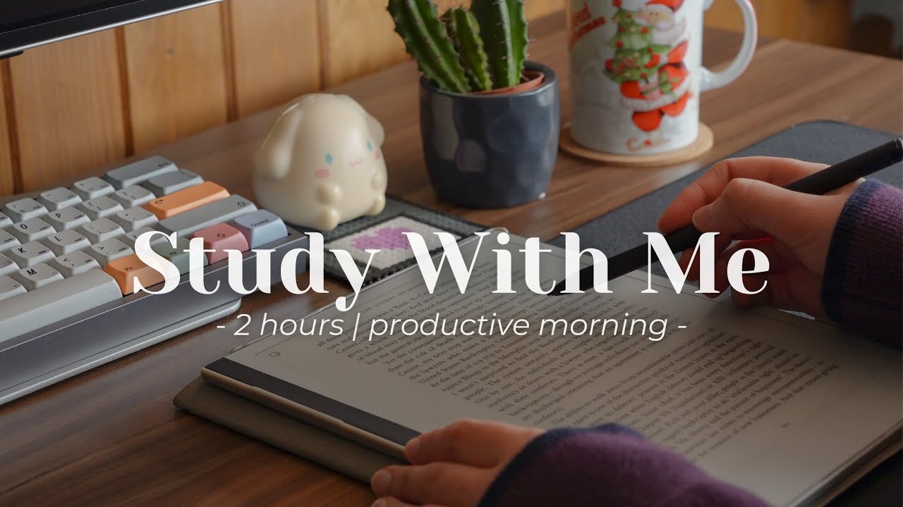 Productive Morning Study With Me 🌤️ | Pomodoro 30-5 | 2 hours real-time, real sounds