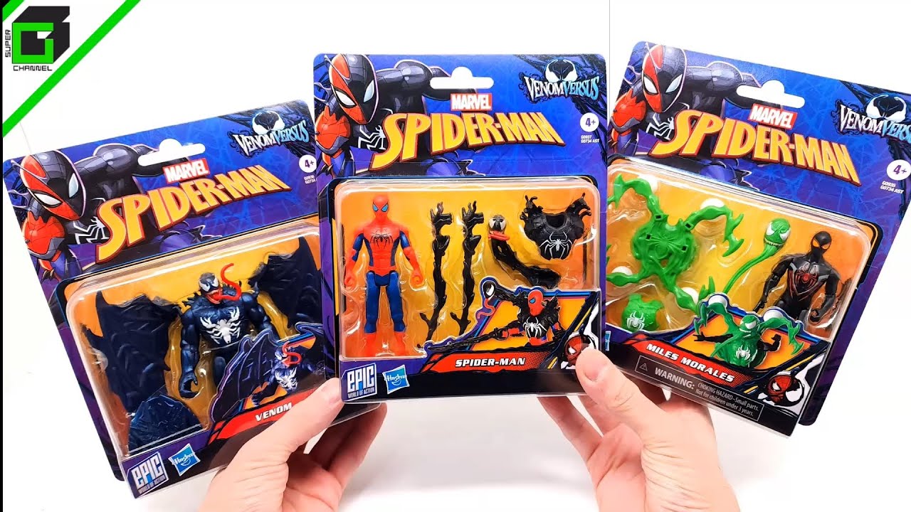 VenomVersus SPIDER-MAN Toys (Complete Set) All 3 EPIC World of Action figures UNBOXING and REVIEW