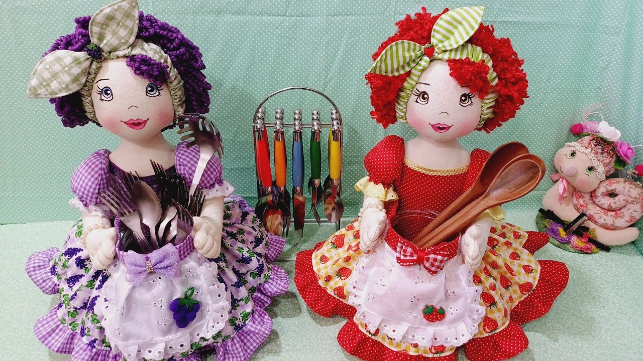 Boneca - Porta Talher no Pote/ Enfeite sua Cozinha
