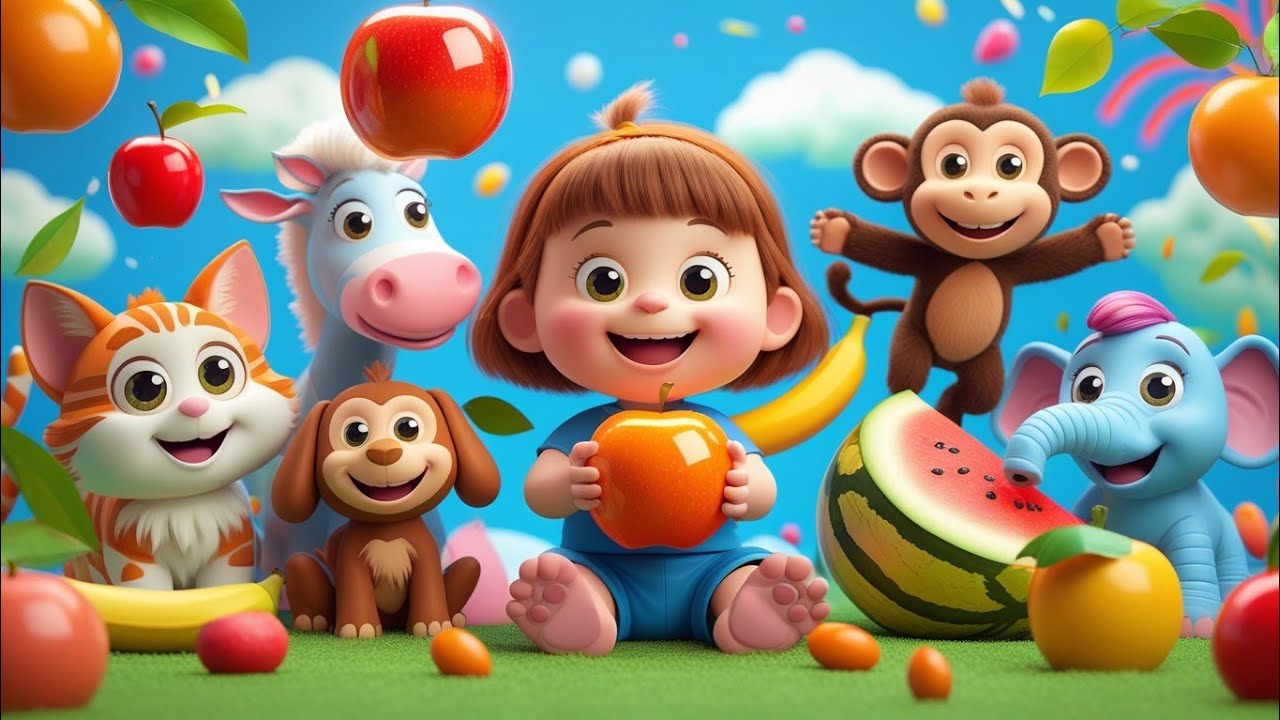 Kids Learning Video | Animals 🐶 Fruits 🍎 Colours 🎨 #cartoon #animalname #fruit  #colors 