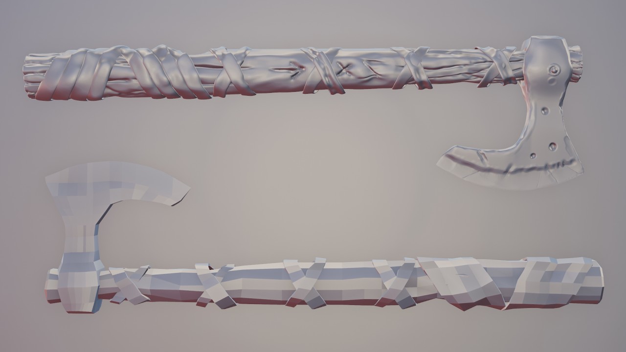 Axe Modeling, Sculp and Retopology, Blender Timelapse