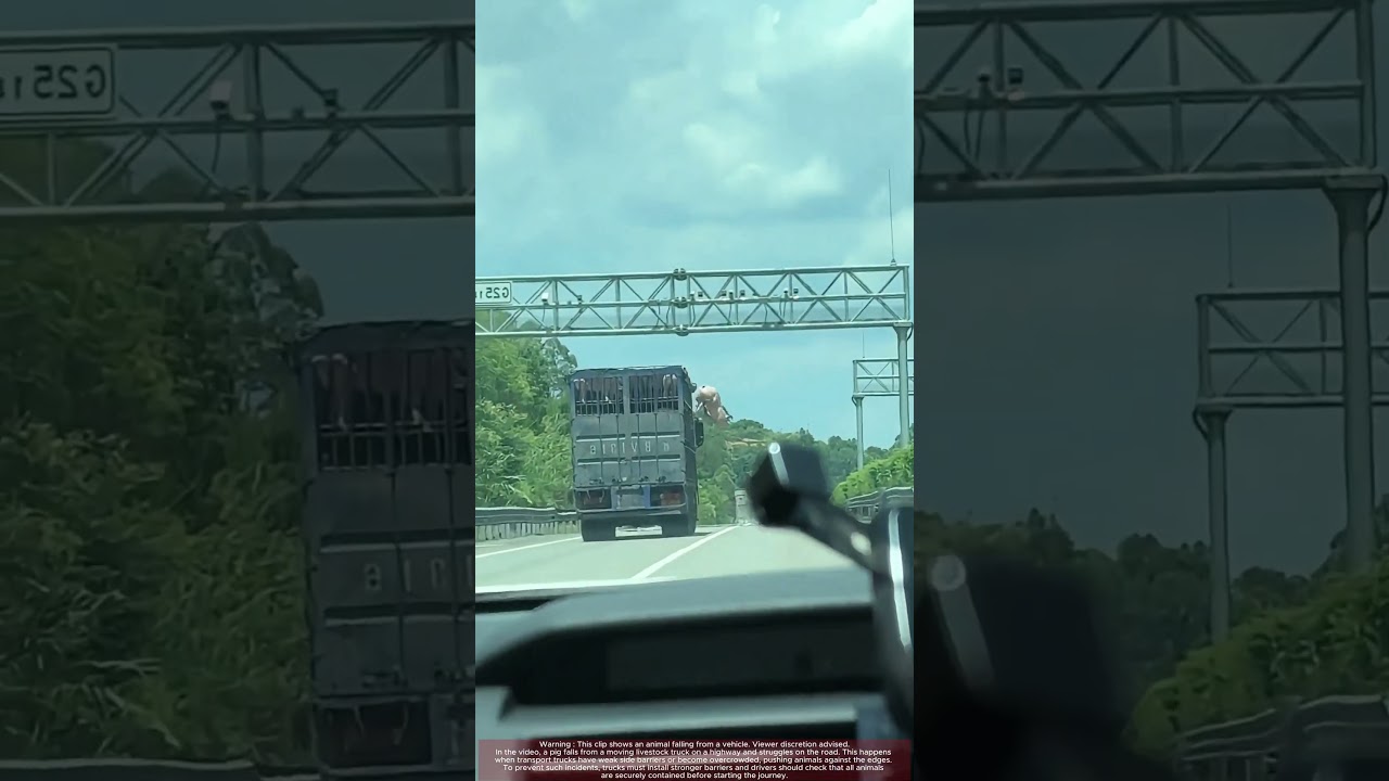 Weak Barriers Led to Pig Fall From Transport Vehicle On Highway