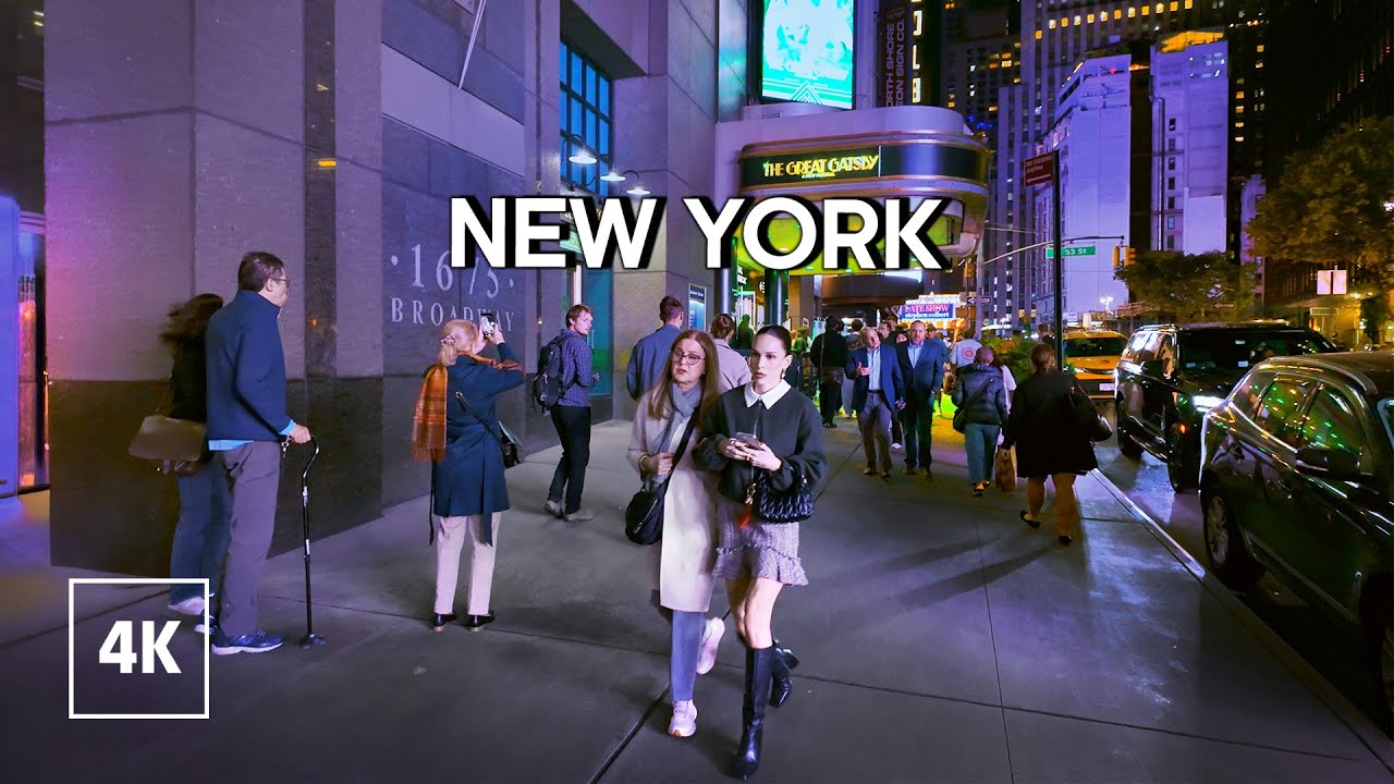Cold October Night Walk in NEW YORK - A Relaxing Walk around Midtown Manhattan