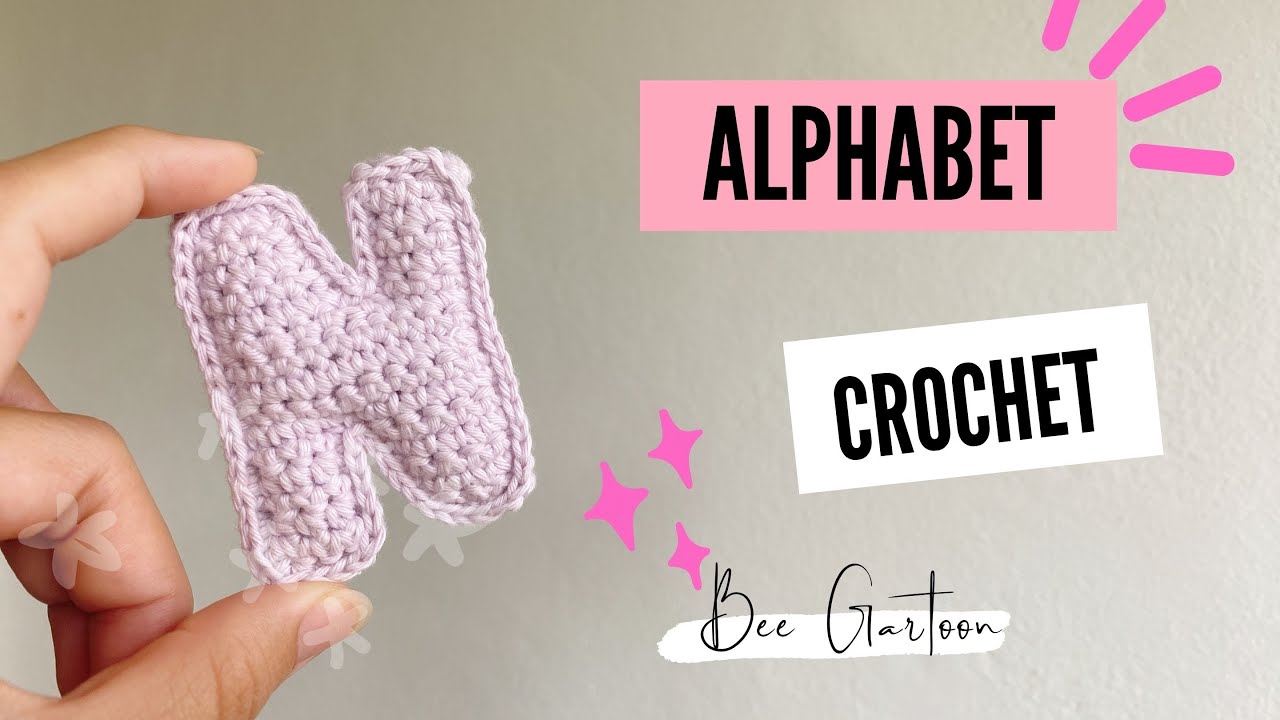 How to Alphabet-N Crochet pattern, step by step : สอนถักตัวอักษร N