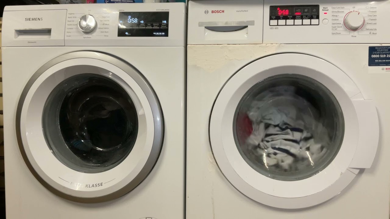Wash Race Siemens WM14T492GB/72 Vs Bosch WAK28260GB/11 Cottons 40 Speedperfect 1400rpm