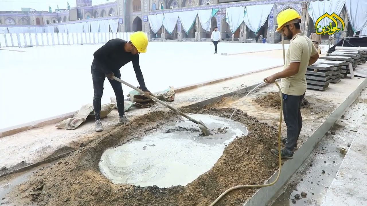 تقرير :  العتبة الكاظمية المقدسة تشهد مشروع اكساء الصحن الكاظمي القديم بالمرمر الثاسيوس