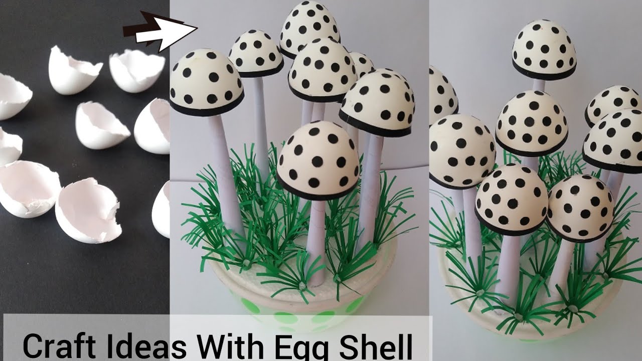 Mushroom Craft Ideas With Egg Shell | Egg Shell Craft Ideas | Egg Shell Decoration Ideas