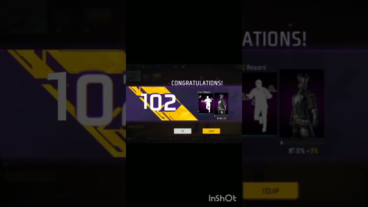 free fire highest level up 102 reward #trending #freefire