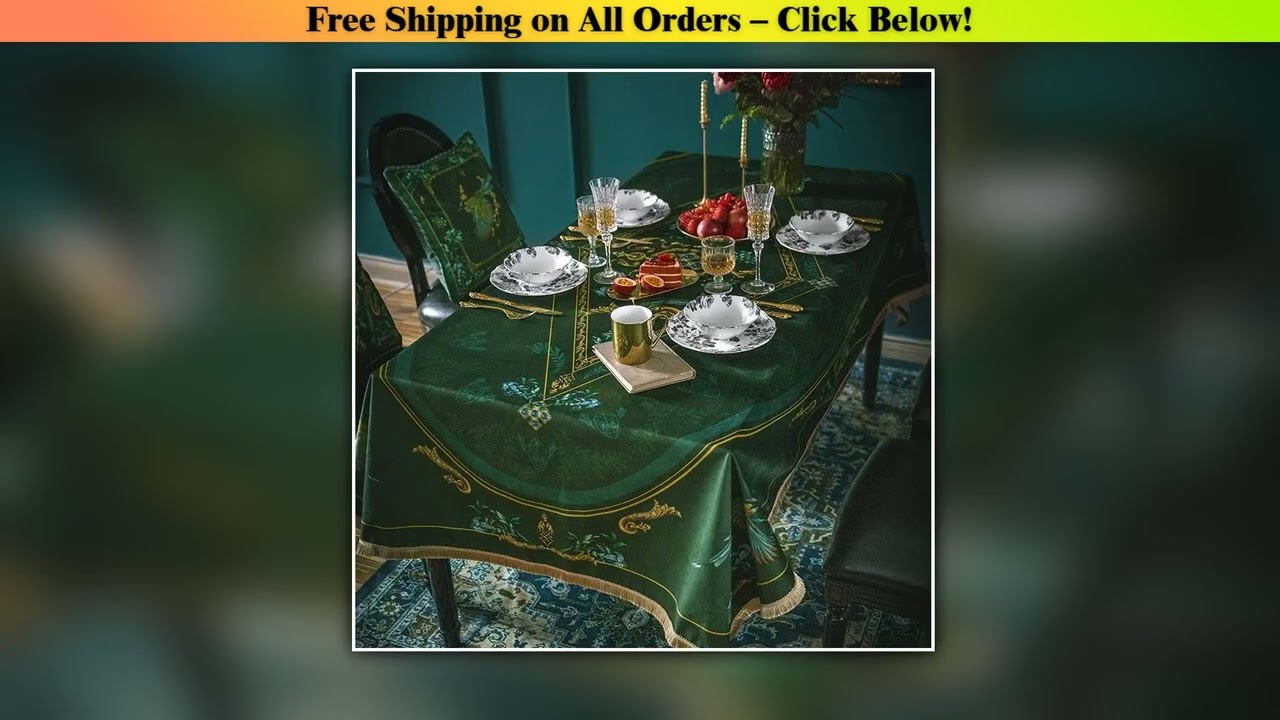 Luxury Velvet Tablecloth, Rectangular, Vintage Green Lace, Dining Centerpiece Fabric, Tea Party,