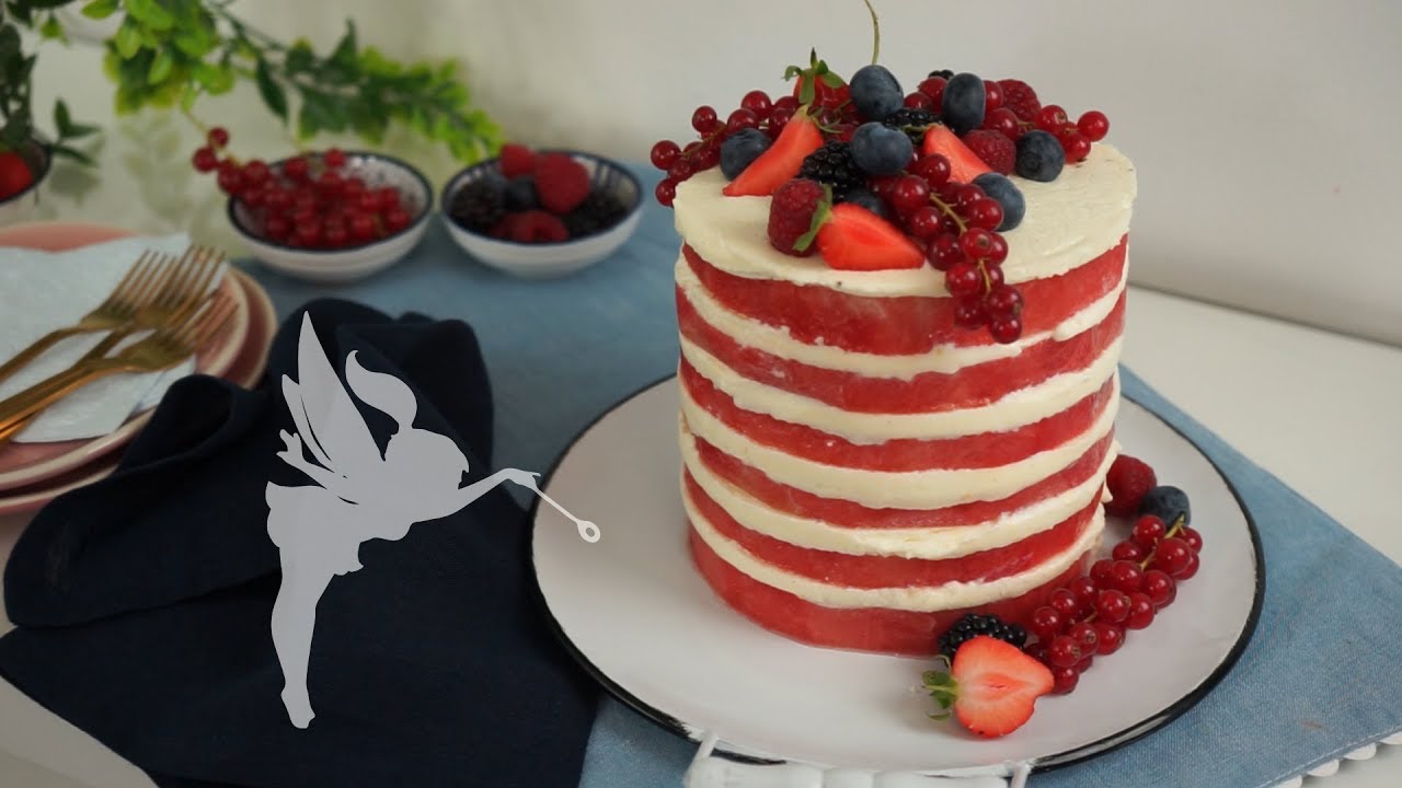 Wassermelonen Naked Cake - Wassermelonen Desserts - No Bake Wassermelonen Torte - Kuchenfee
