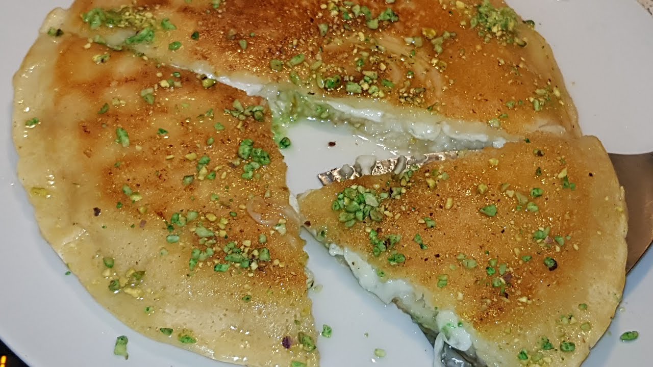 قرص القطايف العائلي بحشوة الجبنة  سريع التحضير خلال عشر دقايق بكون جاهز  😋🤤
