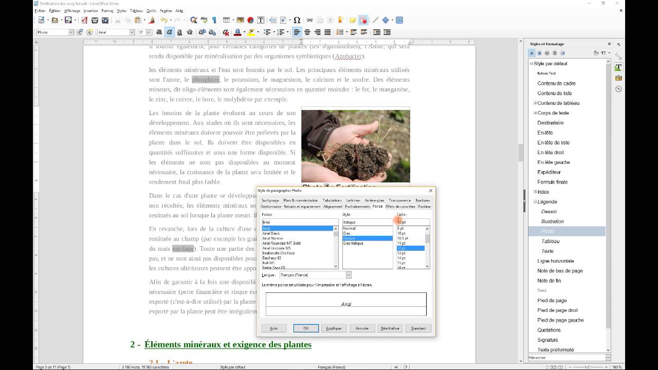 LibreOffice -  Légender des illustrations