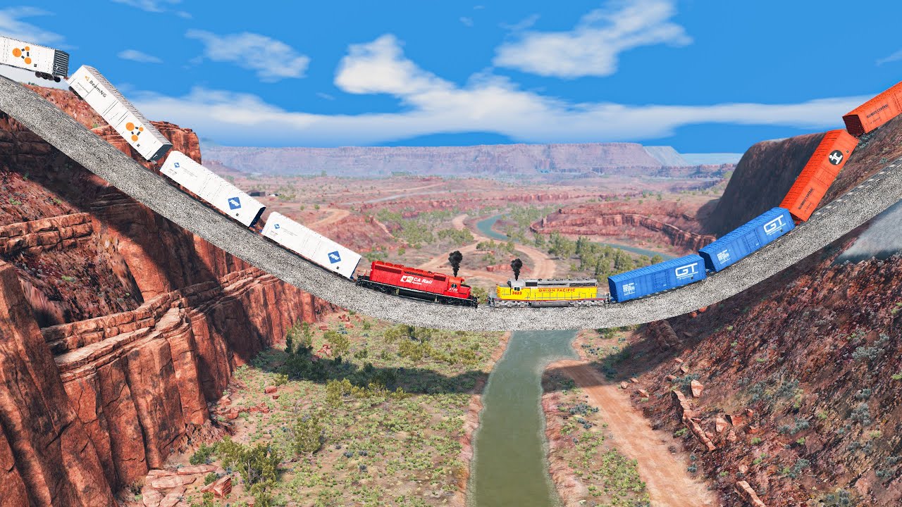 Train vs Giant U Track Crashes | BeamNG.Drive #3