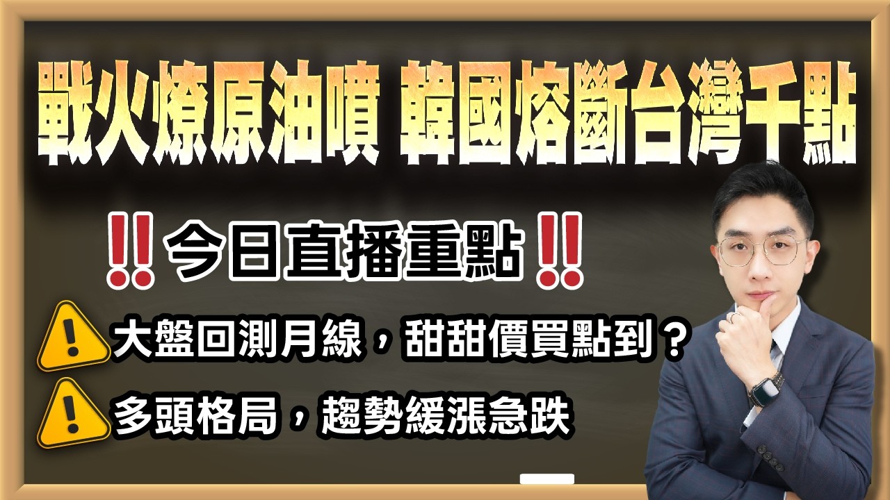 劉育綸 艾綸說【戰火燎原油噴，韓國熔斷台灣千點】影音分析2026/03/04