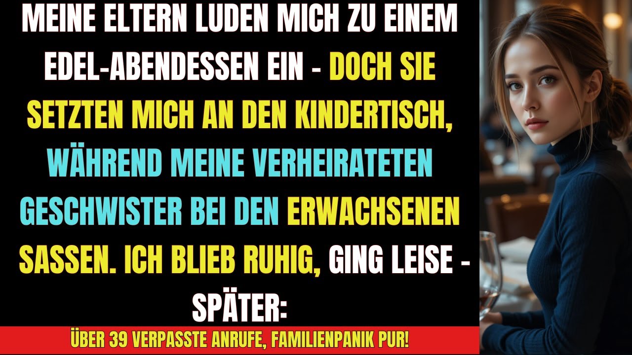 „Ich blieb ruhig, als sie mich an den Kindertisch setzten… bis 39 verpasste Anrufe kamen 📞“