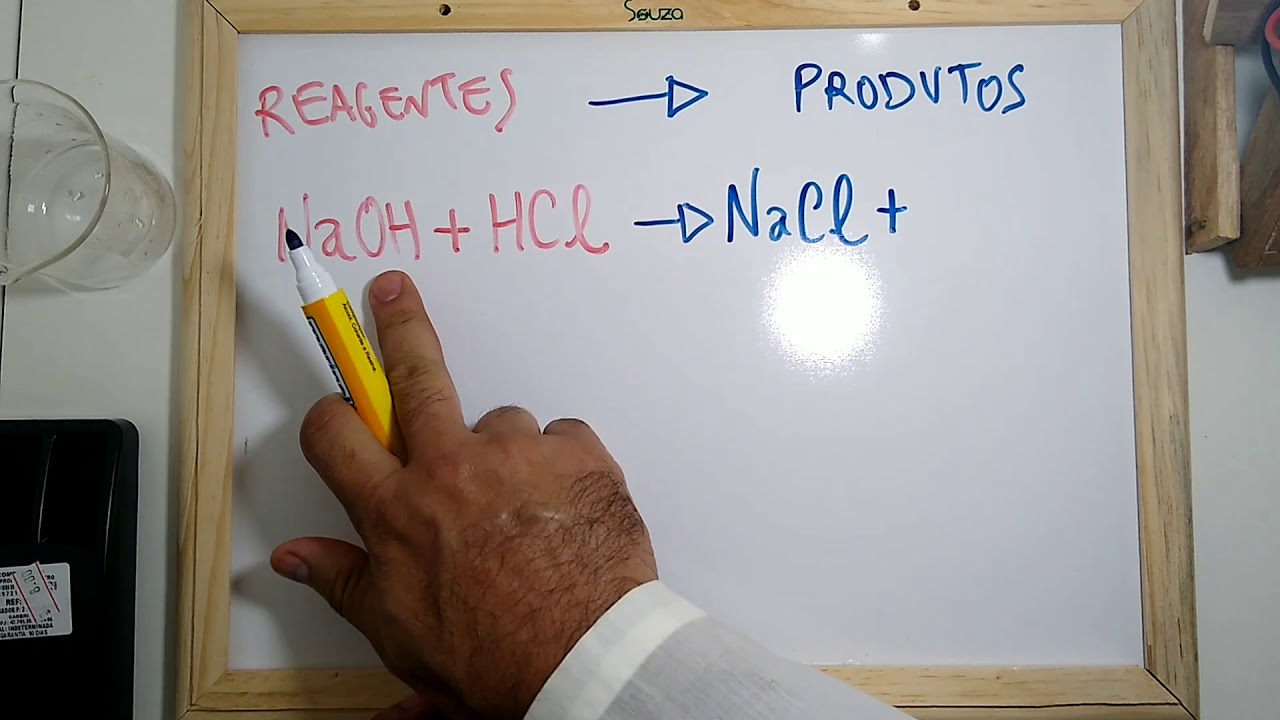 Reagentes e produtos em uma equa&ccedil;&atilde;o qu&iacute;mica