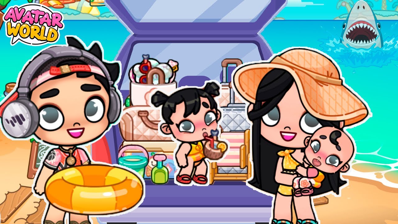 ¡¡¡DÍA DE VERANO EN LA PLAYA🌴 EN FAMILIA!!! *¡¡😨ATAQUE DE TIBURÓN🦈!!* en AVATAR WORLD *NALA💞