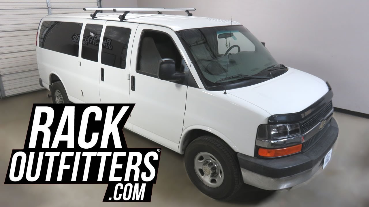 Chevrolet Express Van with Thule Rapid Rain Gutter ProBar Roof Rack Crossbars